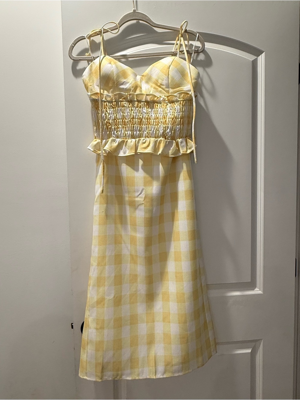 Yellow Gingham Smocked Midi Set